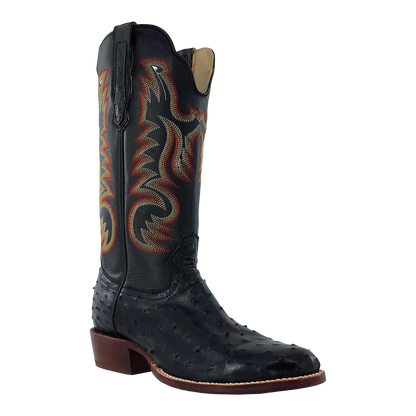 R. Watson Black Full Quill Ostrich Roper Boots