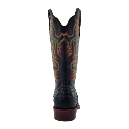 R. Watson Black Full Quill Ostrich Roper Boots
