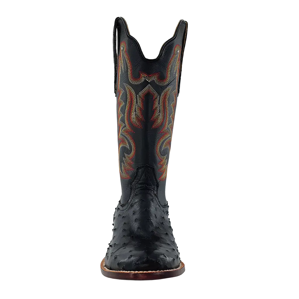R. Watson Black Full Quill Ostrich Roper Boots
