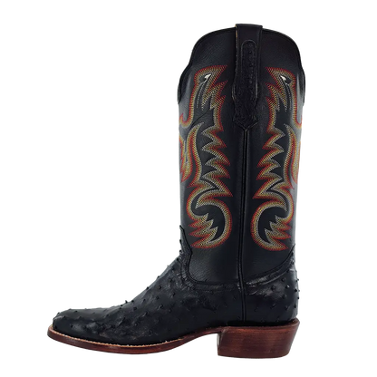 R. Watson Black Full Quill Ostrich Roper Boots