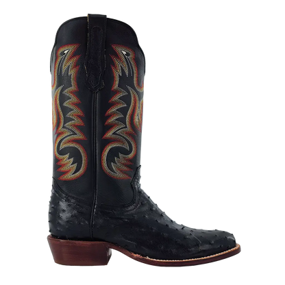 R. Watson Black Full Quill Ostrich Roper Boots