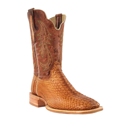 R. Watson Camel Back Cut Python Boots