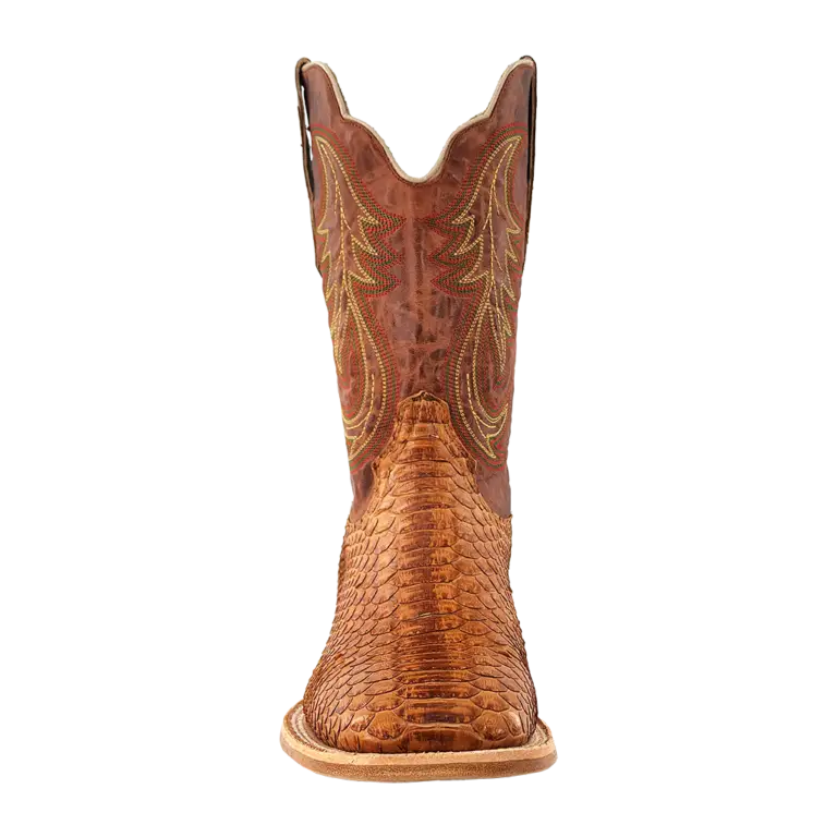 R. Watson Camel Back Cut Python Boots