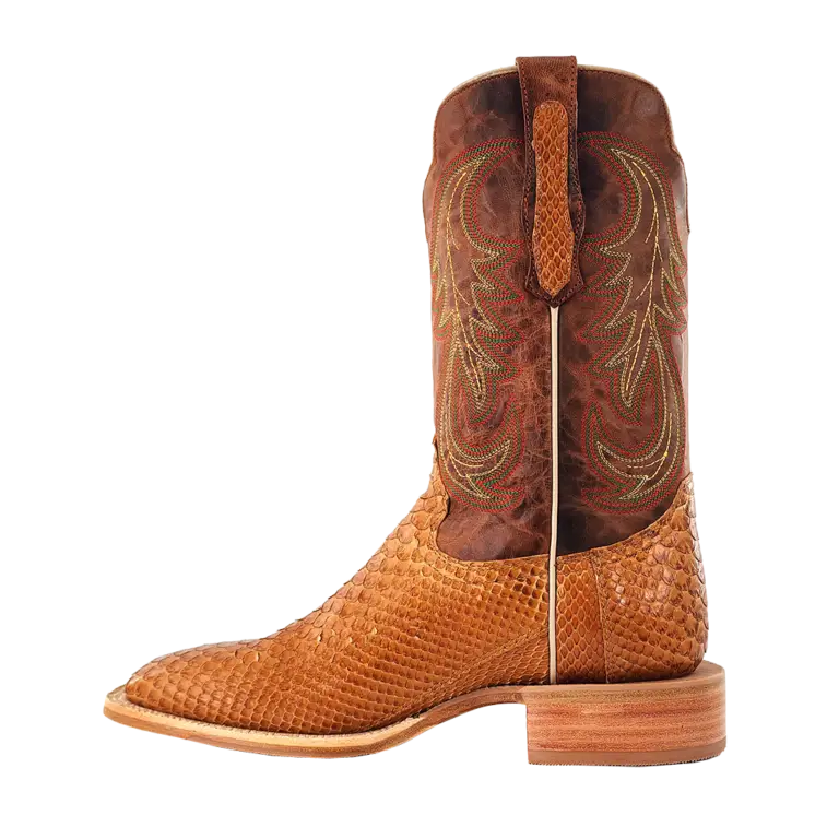 R. Watson Camel Back Cut Python Boots