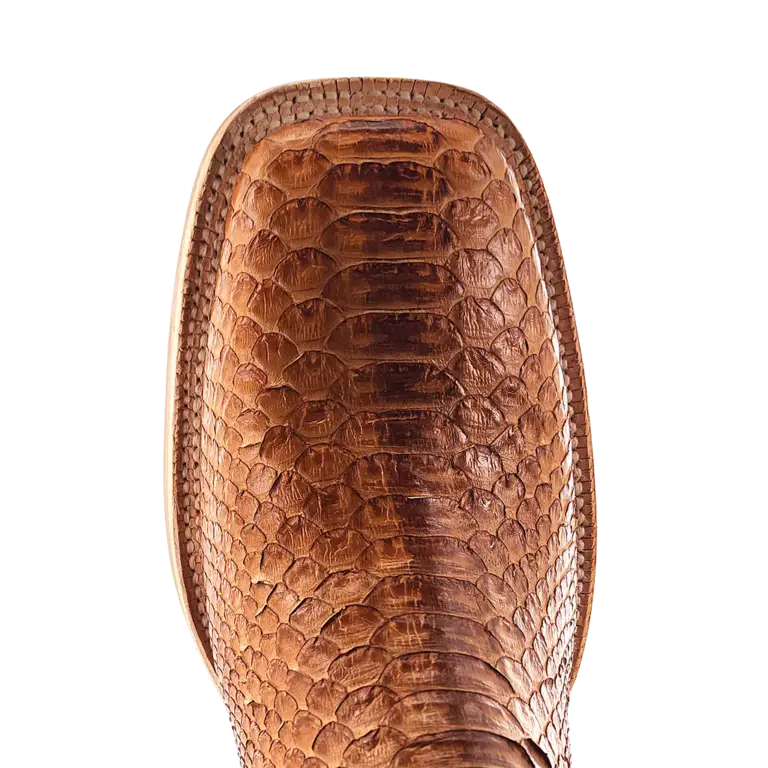 R. Watson Camel Back Cut Python Boots