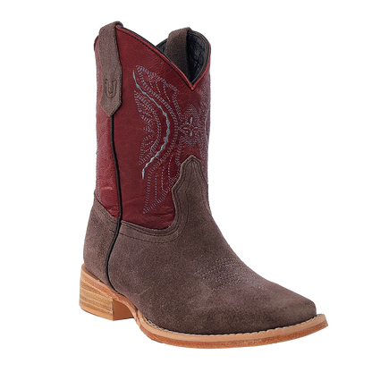 R. Watson Kids Charcoal Rough Out Boots