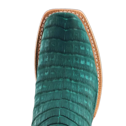 R. Watson Nubuck Turquoise Caiman Belly Boots