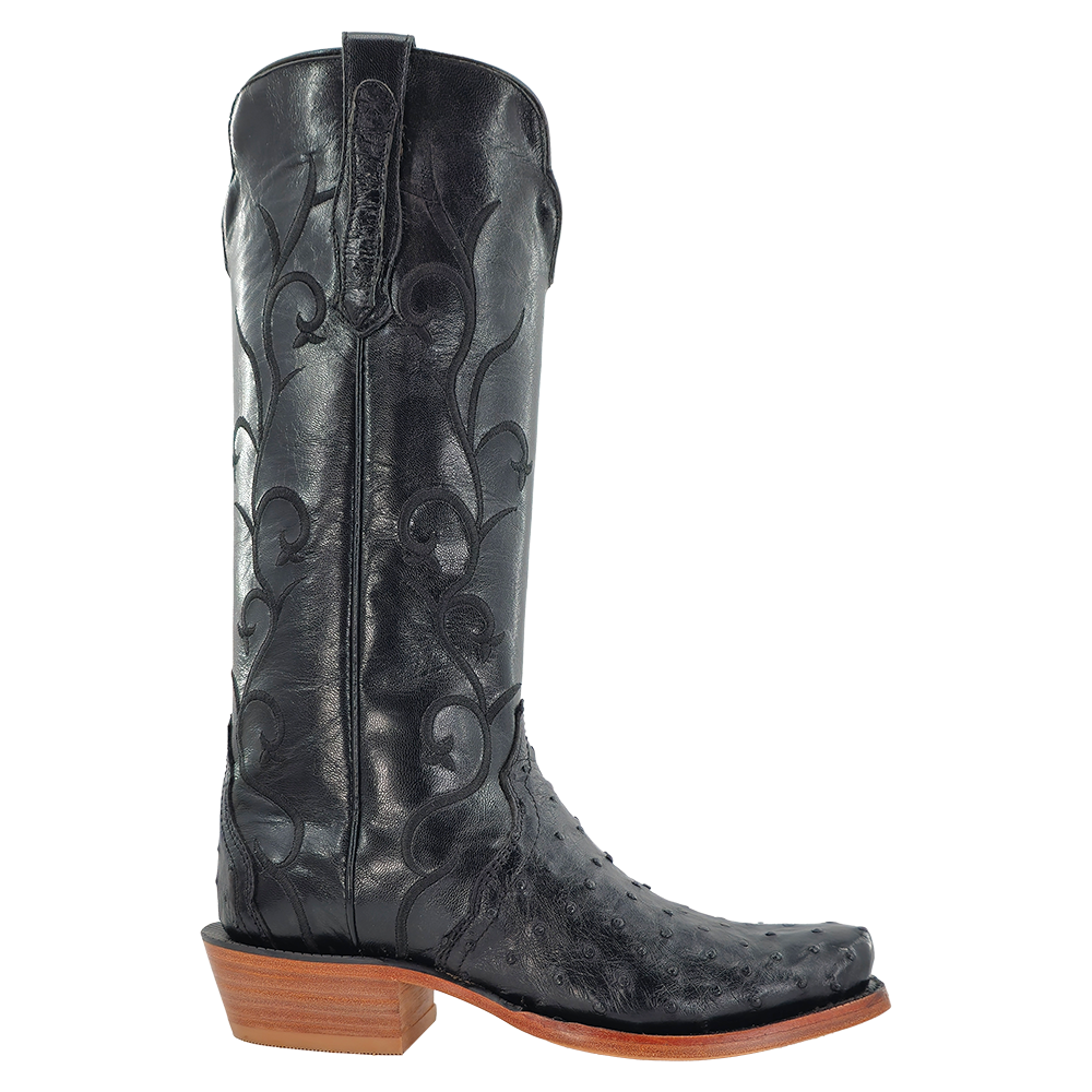 R. Watson Black FQ Ostrich Black Mestizo Boots