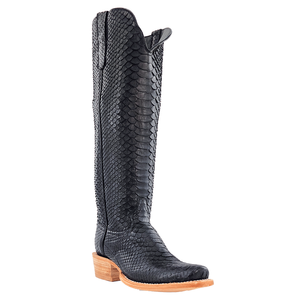 R. Watson Black Python Boots