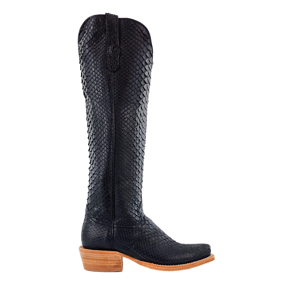 R. Watson Black Python Boots