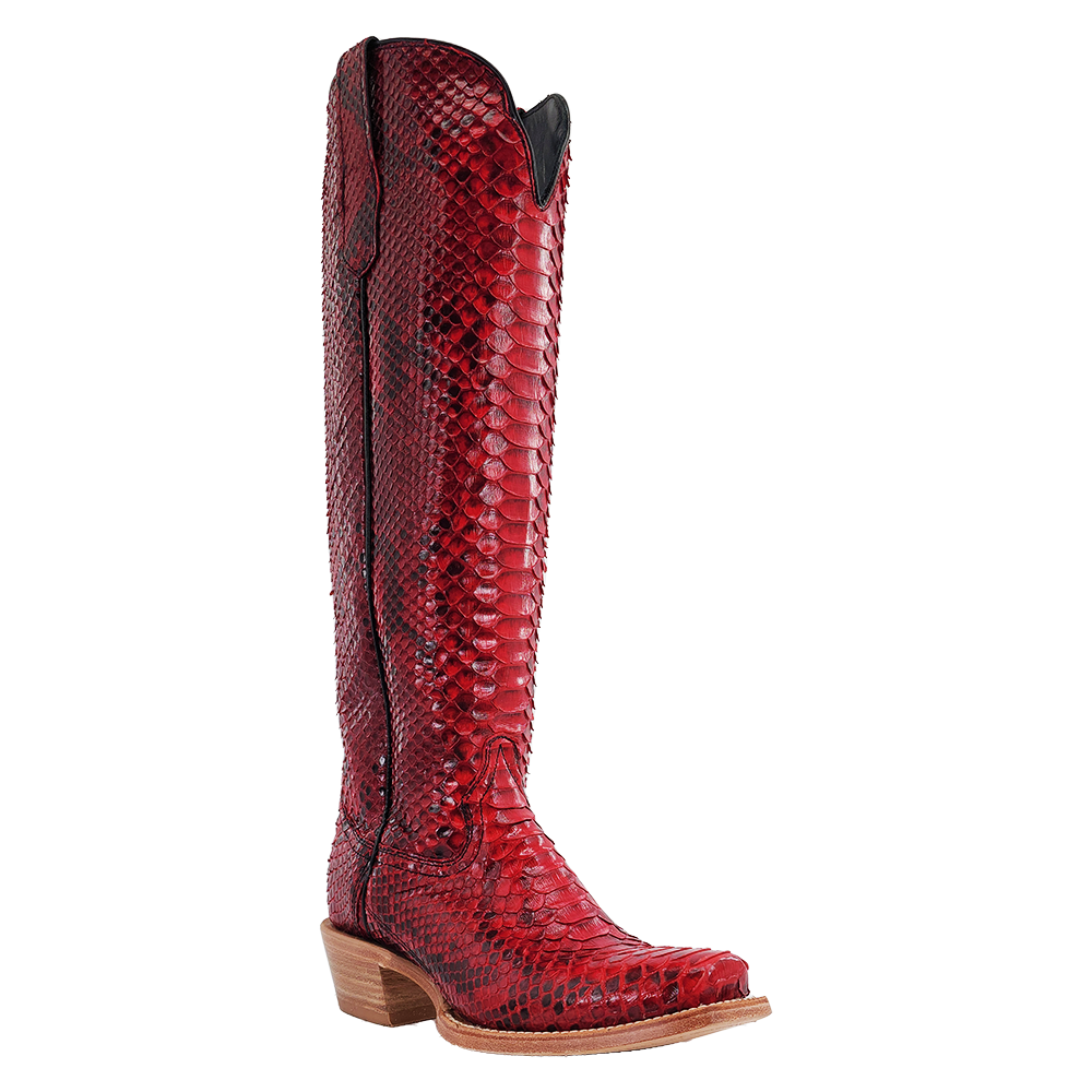 R. Watson Red & Black Python Boots