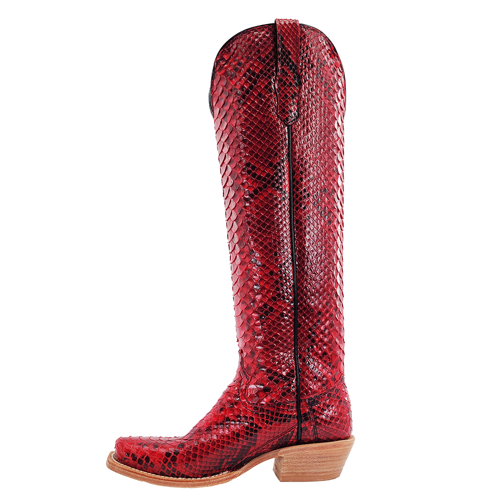 R. Watson Red & Black Python Boots