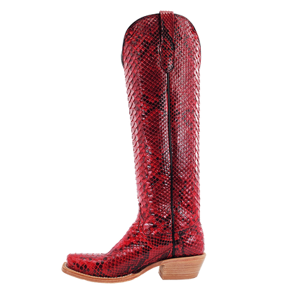R. Watson Red & Black Python Boots