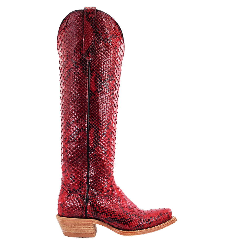 R. Watson Red & Black Python Boots