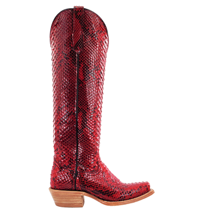 R. Watson Red & Black Python Boots