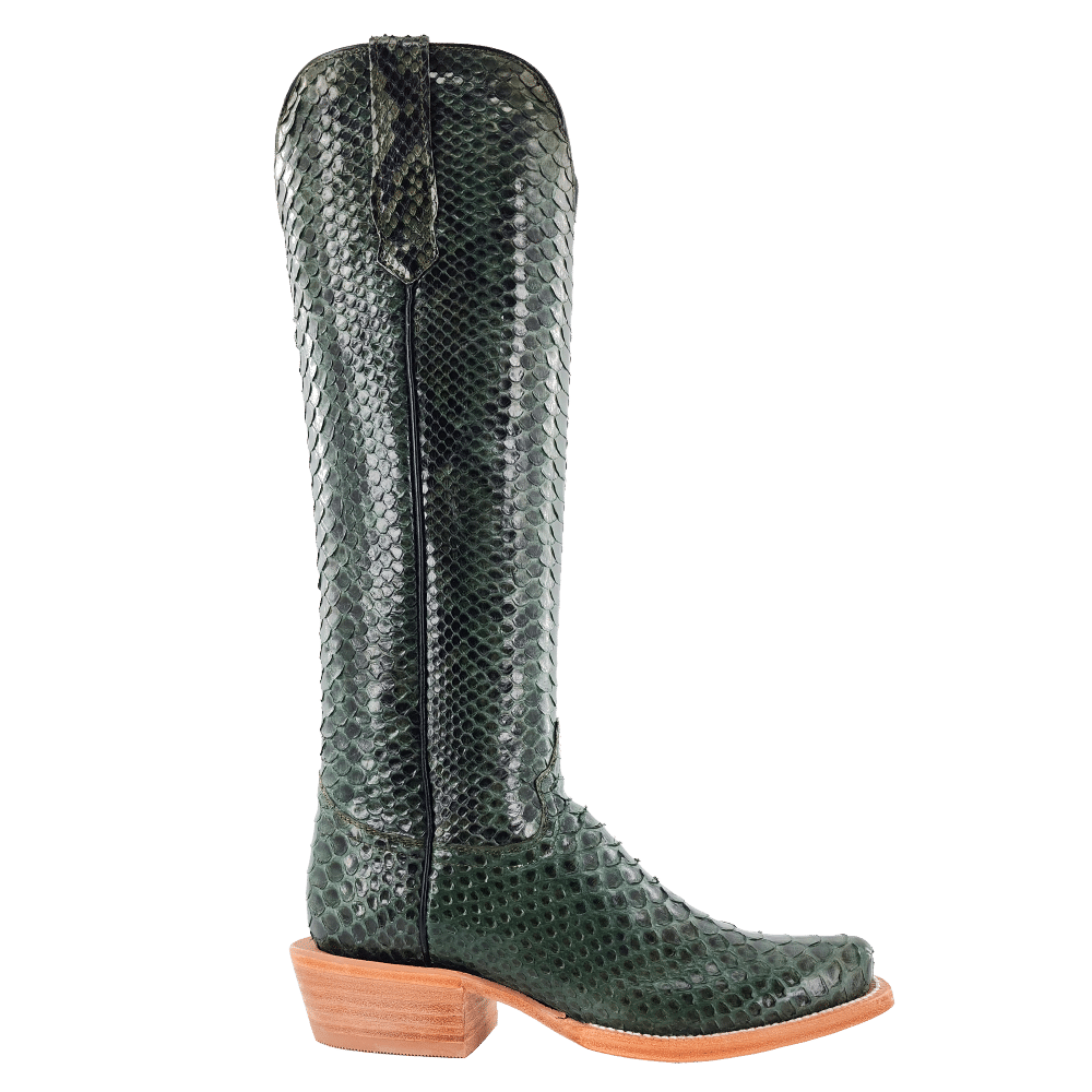R. Watson Dark Green Python Boots