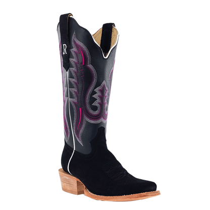 R. Watson Women's Black Roughout Boots