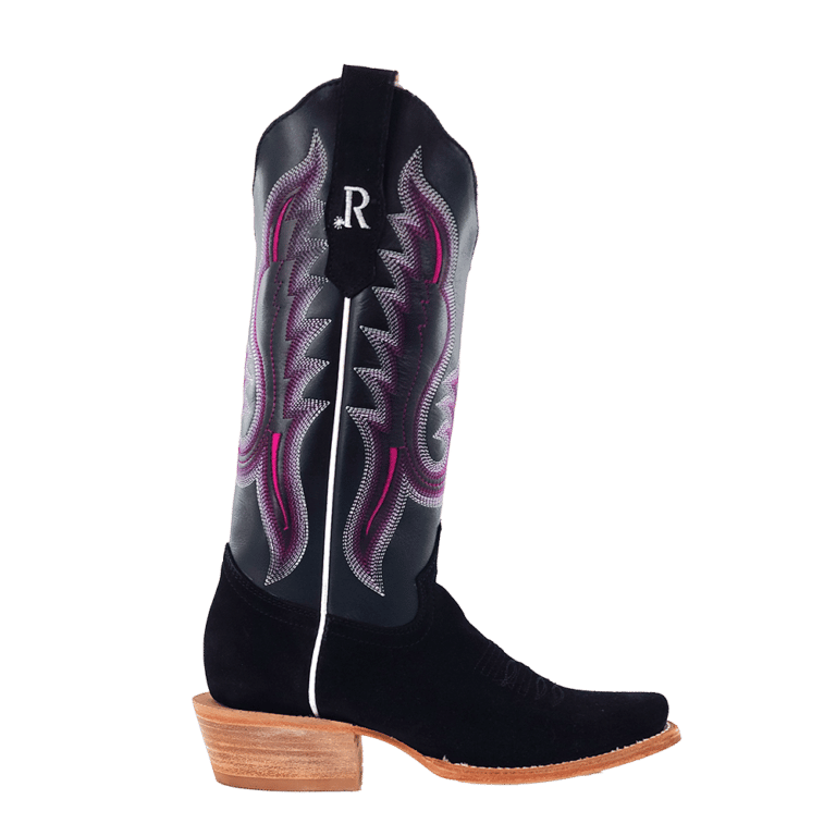 R. Watson Women's Black Roughout Boots