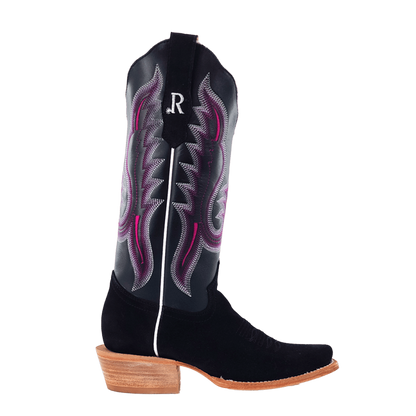 R. Watson Women's Black Roughout Boots