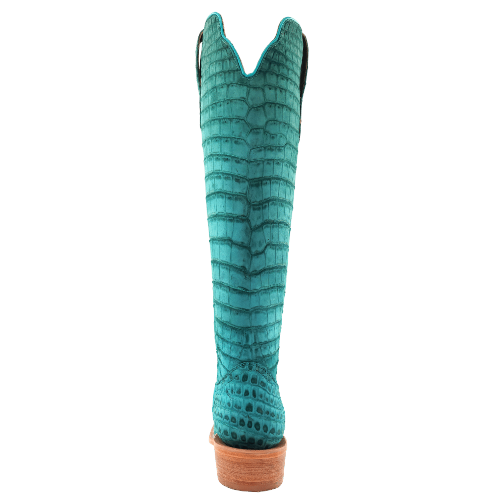 R. Watson Turquoise Sueded American Alligator Boots