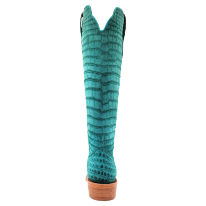 R. Watson Turquoise Sueded American Alligator Boots