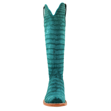 R. Watson Turquoise Sueded American Alligator Boots