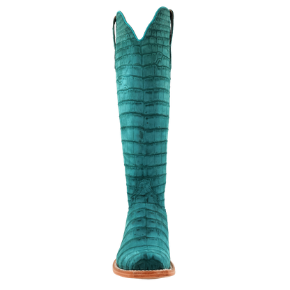 R. Watson Turquoise Sueded American Alligator Boots