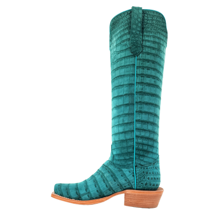 R. Watson Turquoise Sueded American Alligator Boots