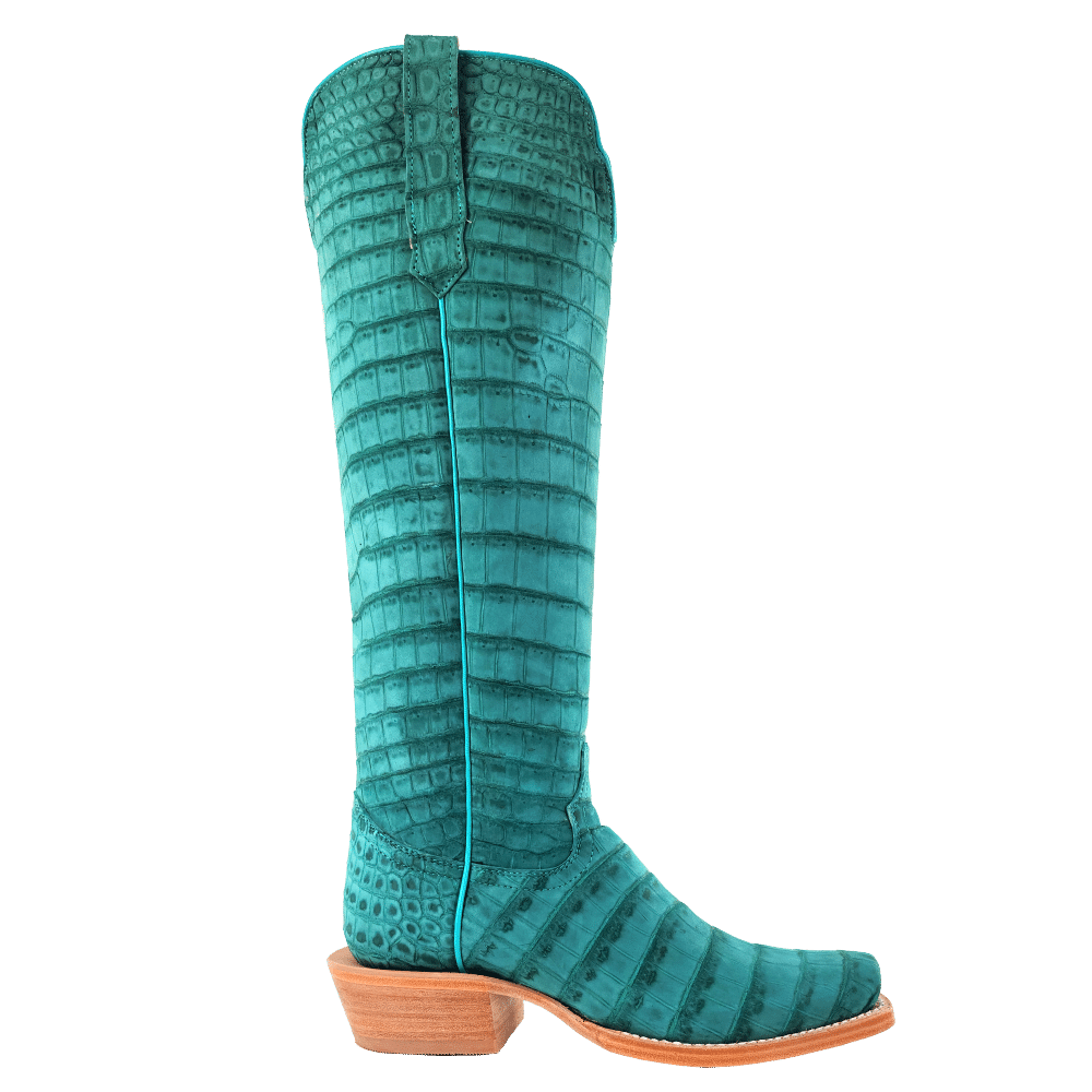 R. Watson Turquoise Sueded American Alligator Boots