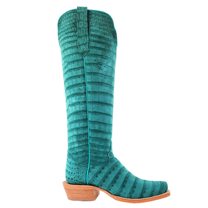 R. Watson Turquoise Sueded American Alligator Boots