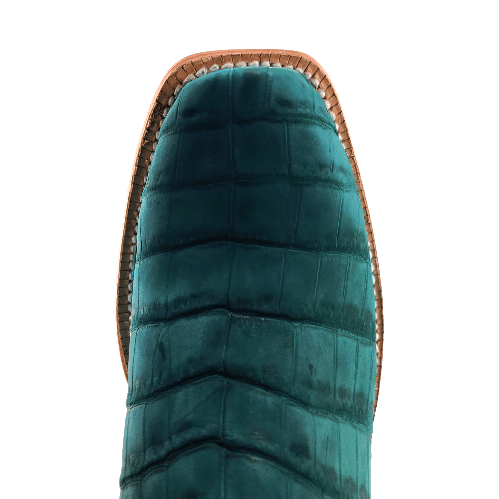 R. Watson Turquoise Sueded American Alligator Boots
