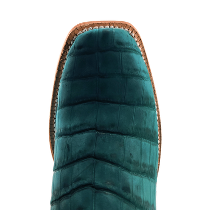 R. Watson Turquoise Sueded American Alligator Boots