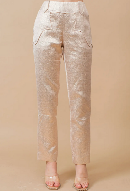 Metallic Straight-Leg Western Pants