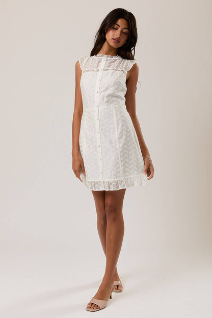 Eyelet Lace Trim Mini Dress