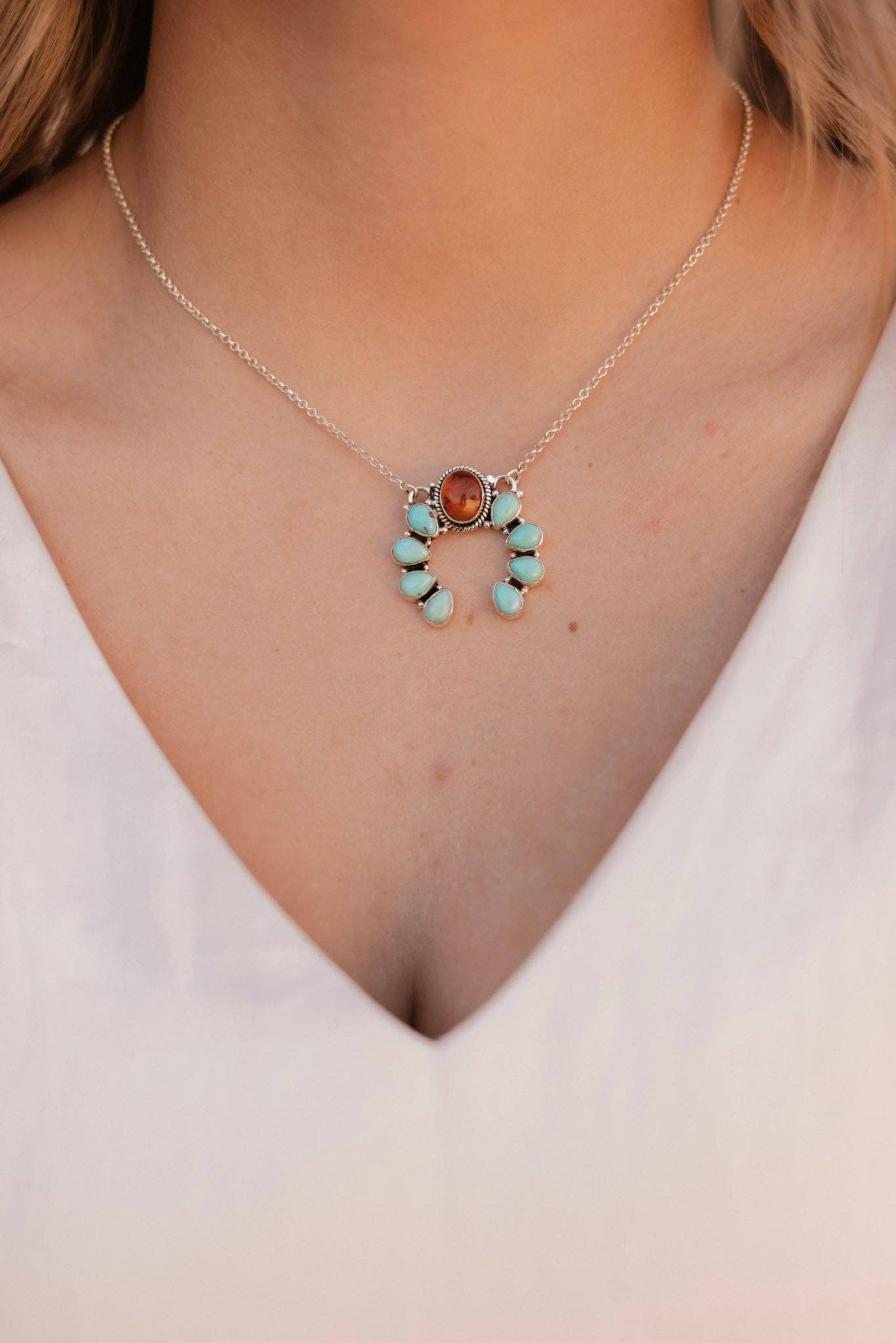 Krush Kandy Amber & Turquoise Horseshoe Necklace