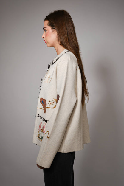 Motif Wool Blend Sweater Jacket