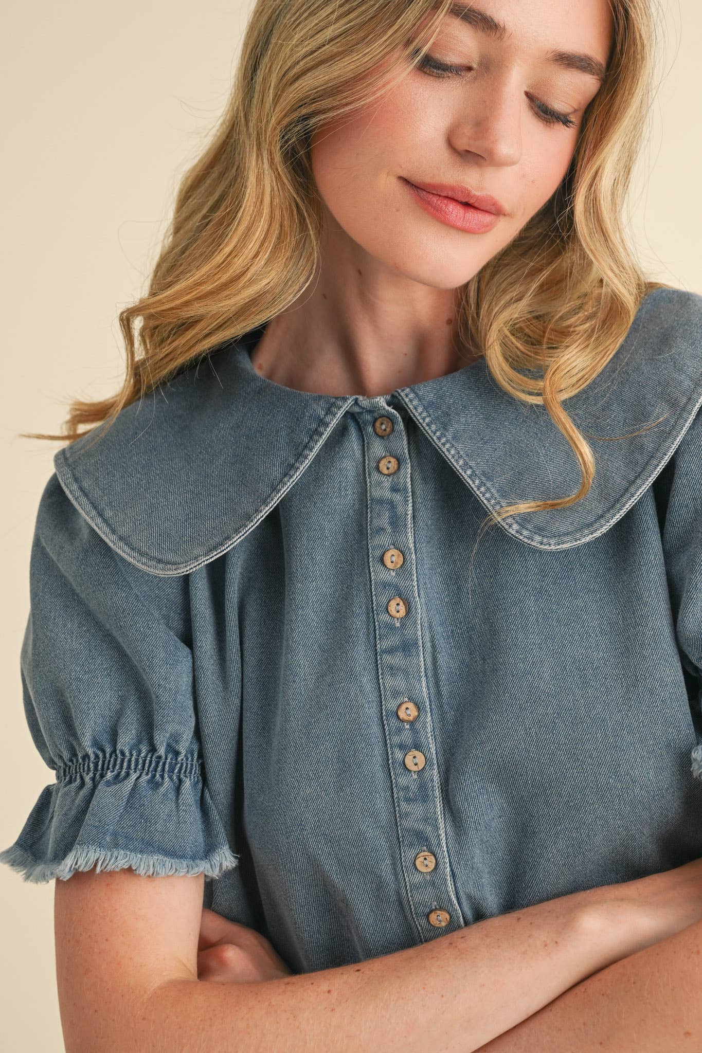 Doll Collar Denim Mini Dress