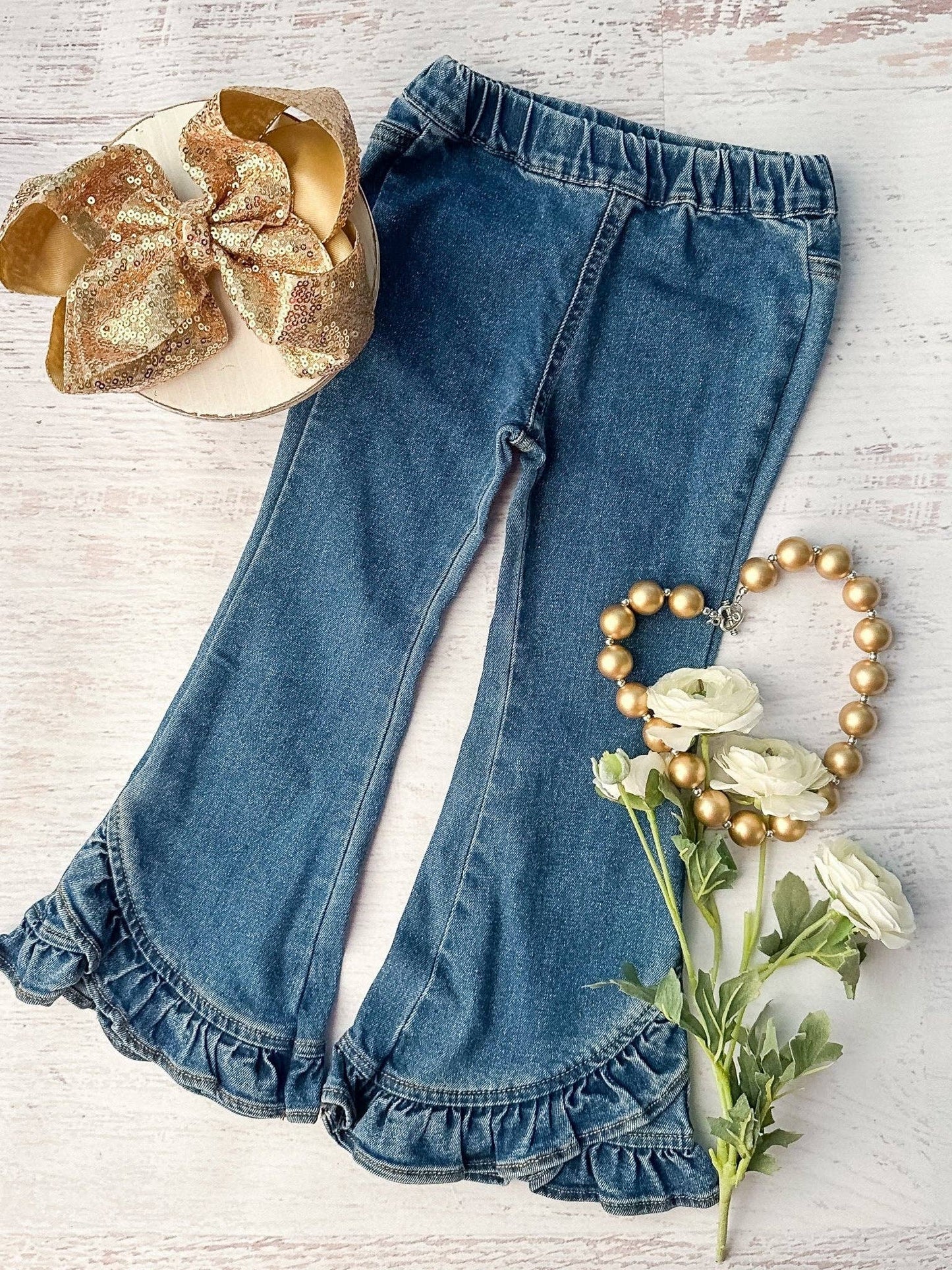 Girl's Ruffle Denim Jeans