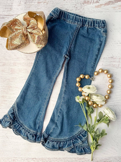 Girl's Ruffle Denim Jeans