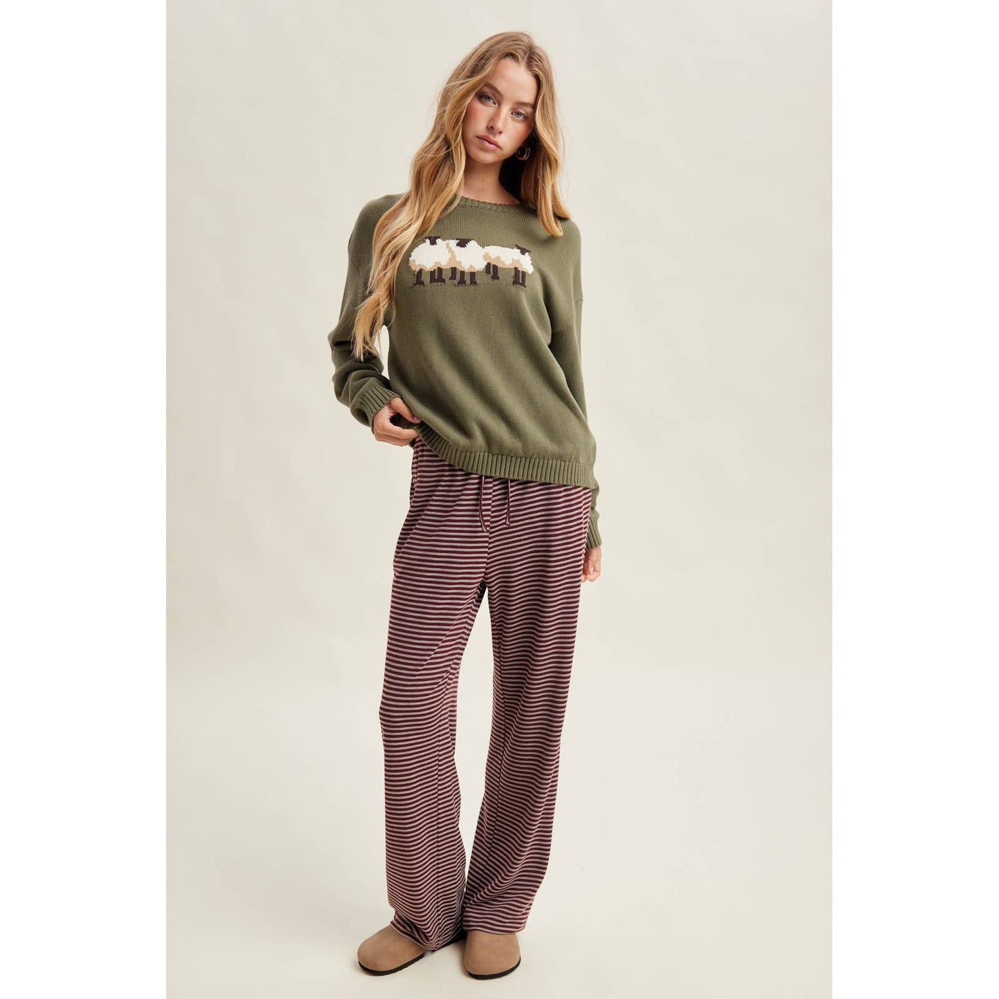 Sheep Trio Graphic Crew Neck Sweater