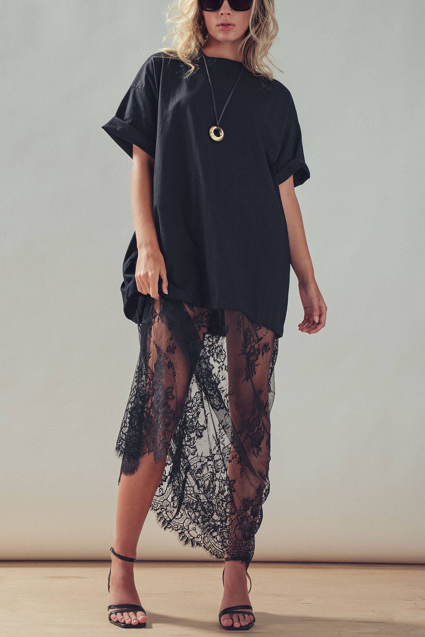 Mixed-Media T-Shirt Lacey Dress