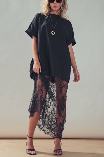 Mixed-Media T-Shirt Lacey Dress