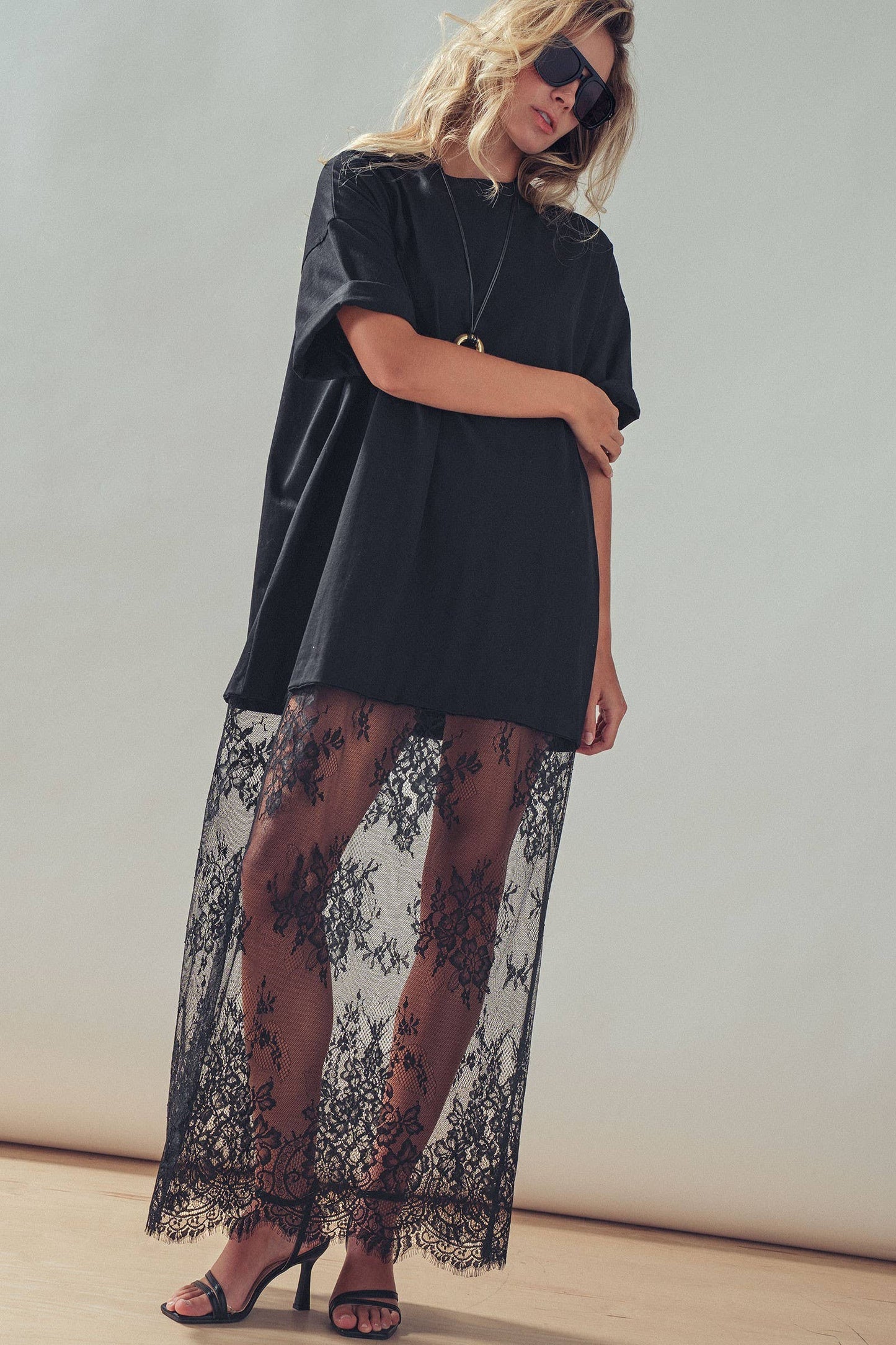 Mixed-Media T-Shirt Lacey Dress