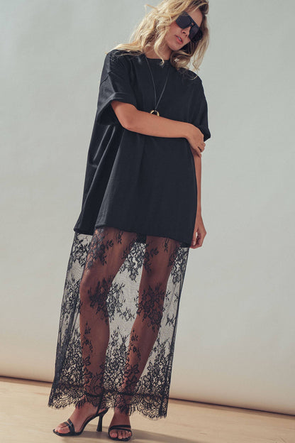Mixed-Media T-Shirt Lacey Dress