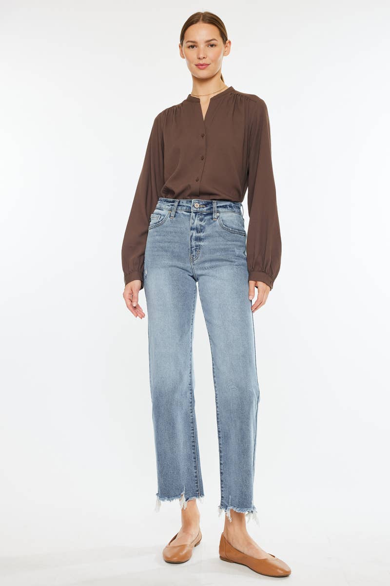 KanCan Violet High Rise Slim Wide Leg Jeans
