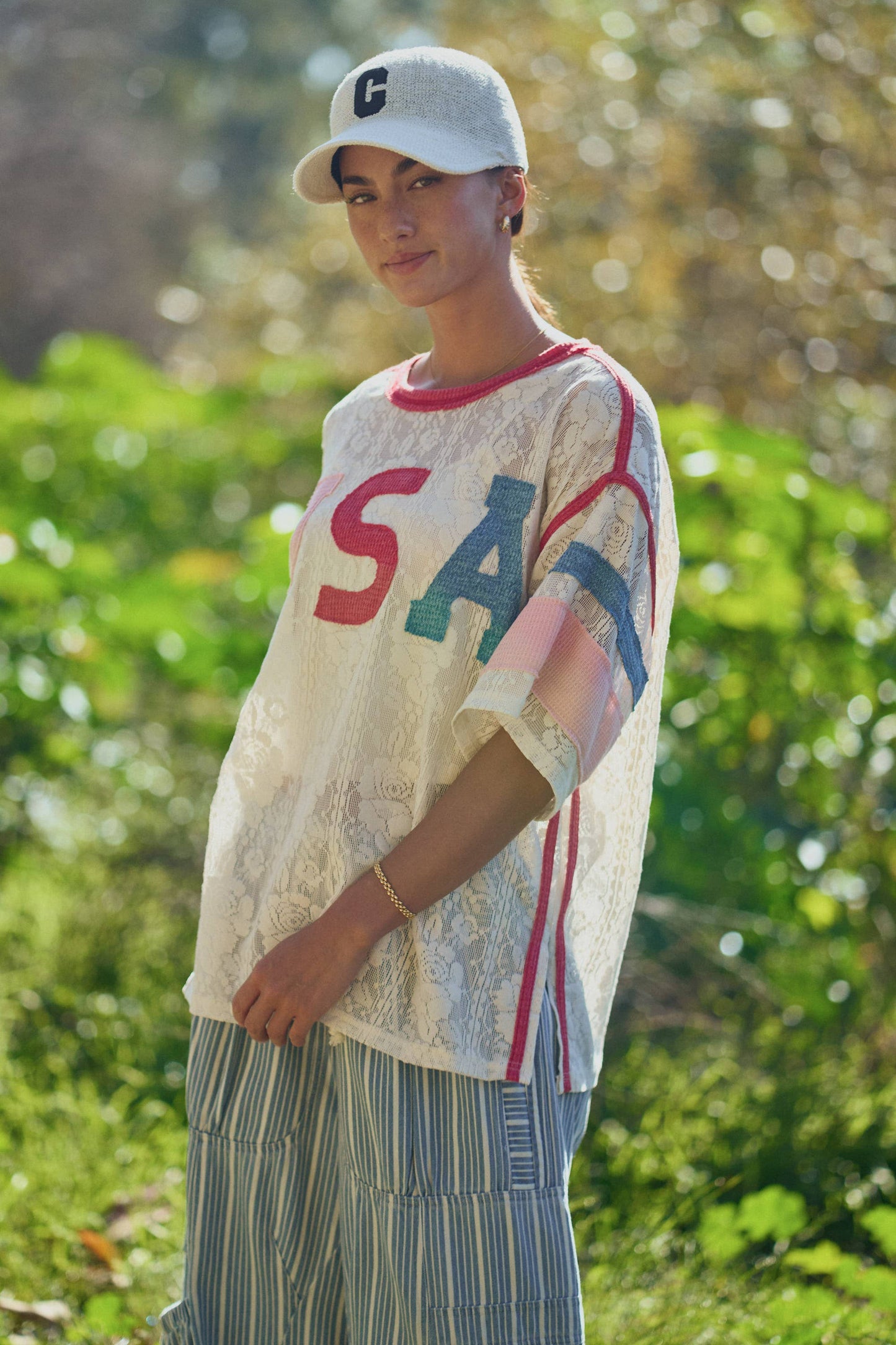 USA Patchwork Lace Top