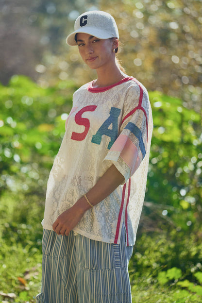 USA Patchwork Lace Top