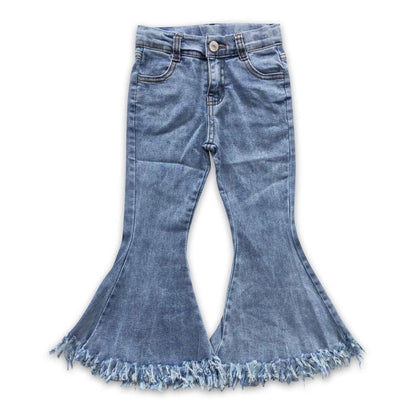 Light Tassels Denim Bell Bottom Jeans