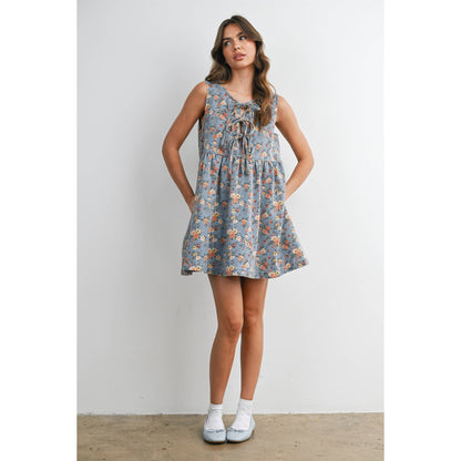 Floral Tie-Front Babydoll Dress
