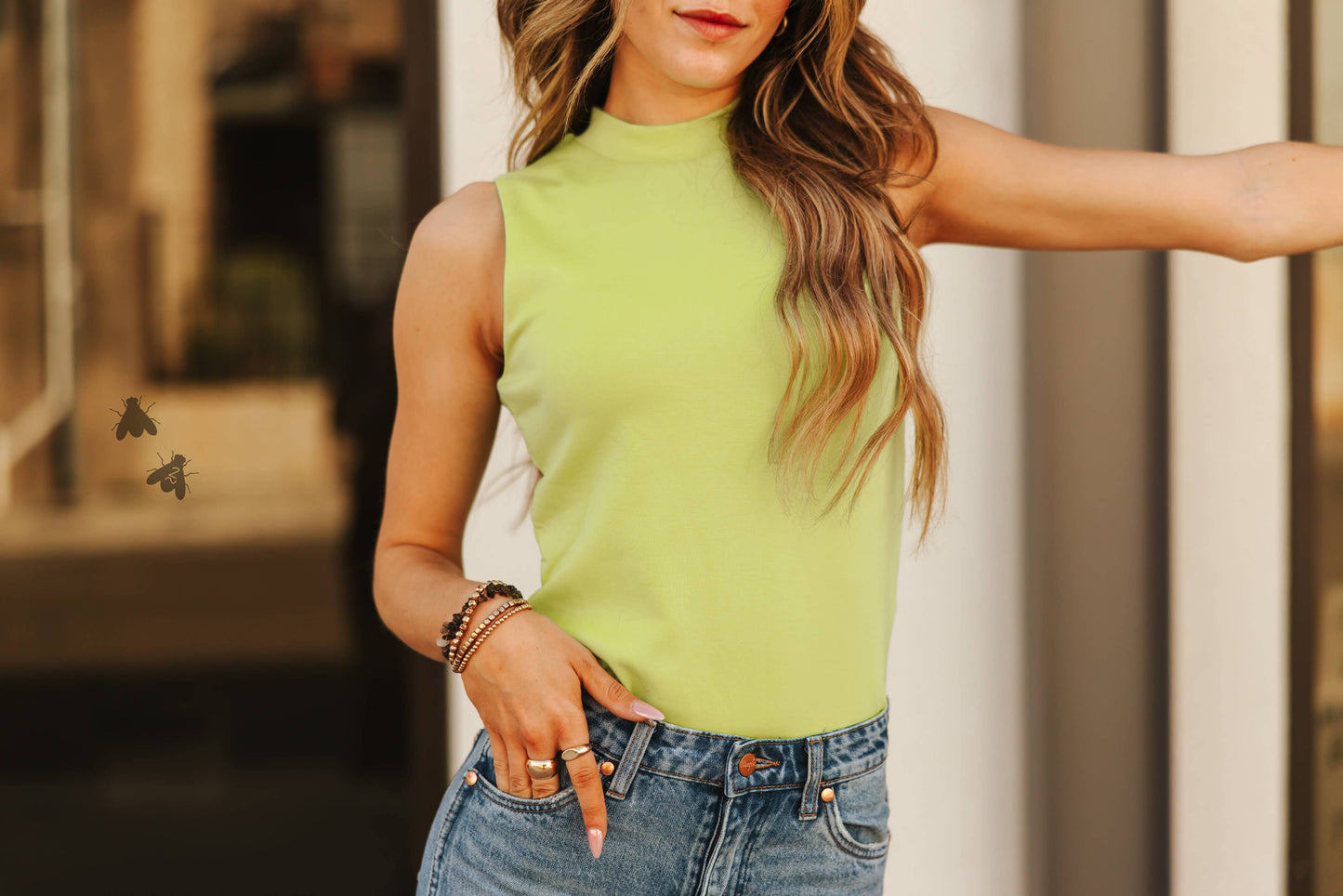 Lime Cloud Mock Tank Top